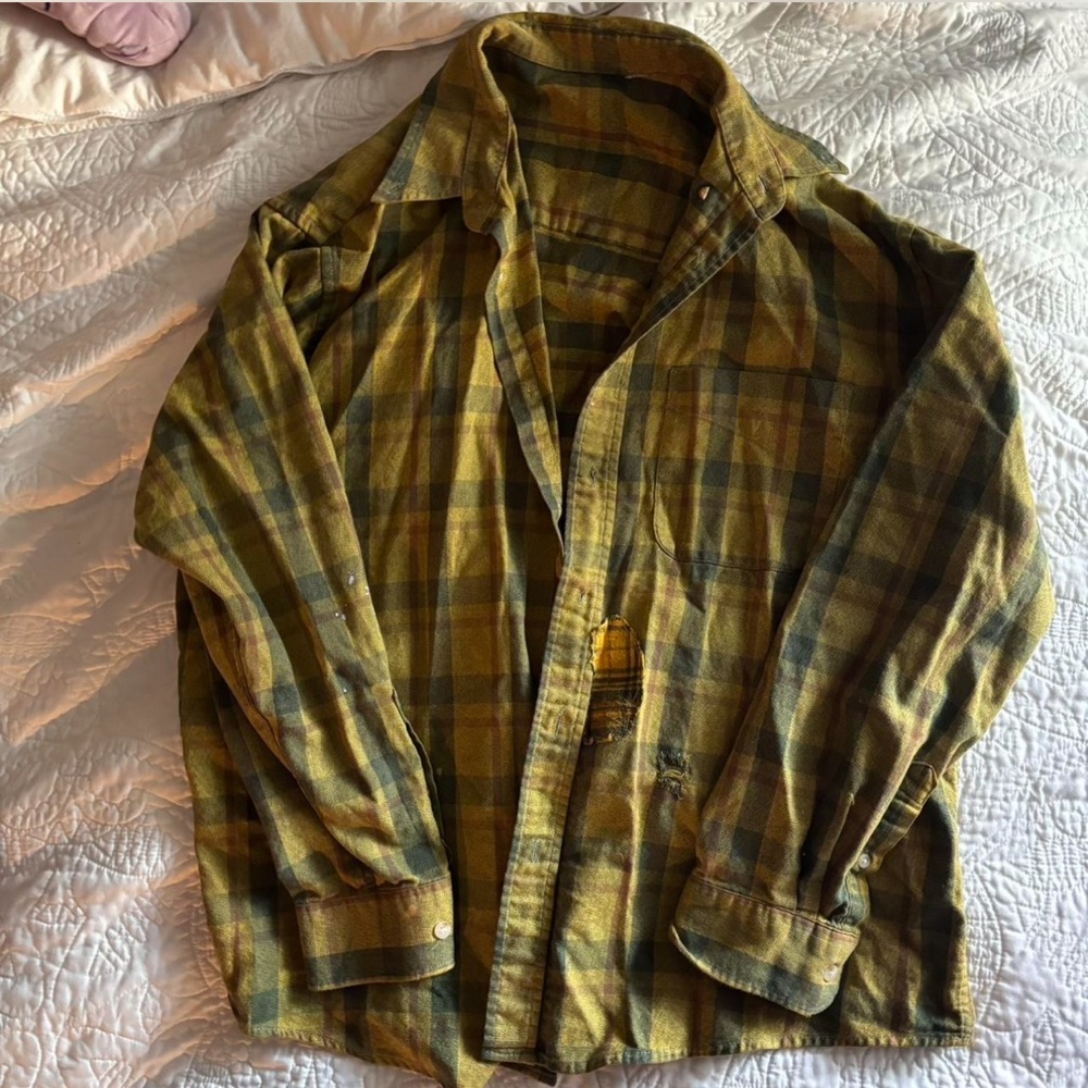 Vintage Patchwork Yellow Flannel - image 1